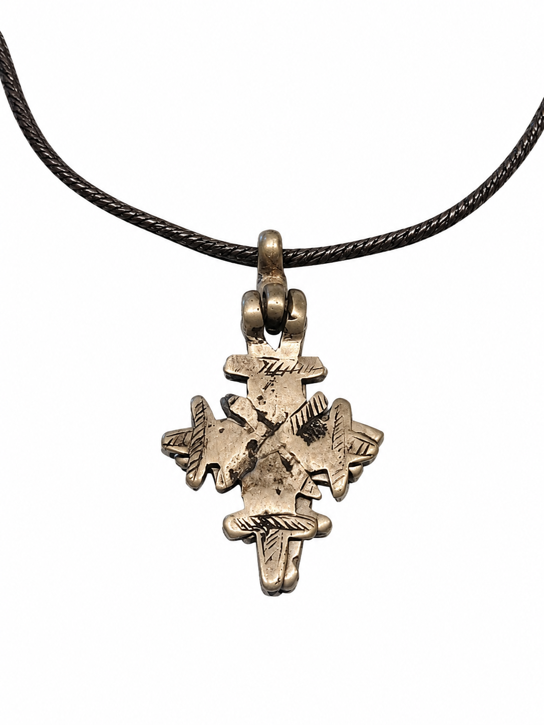 Antique Silver Ethiopian Ornate Coptic Cross with Exitus Diaboli Flip Features