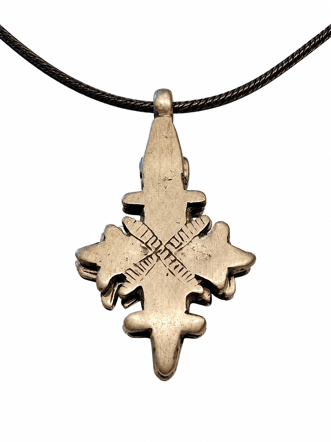 Antique Silver Ethiopian Ornate Coptic Cross with Exitus Diaboli Flip Features