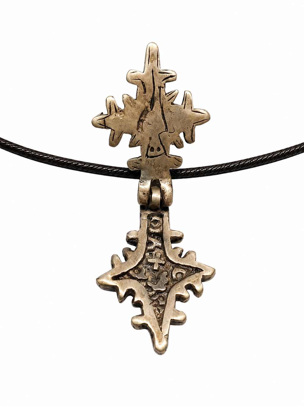 Antique Silver Ethiopian Ornate Coptic Cross with Exitus Diaboli Flip Features