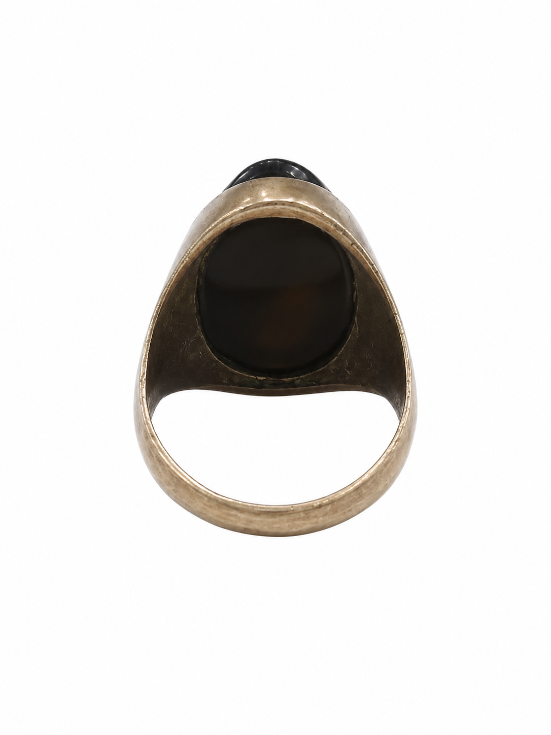 Antique African Nickel Black Onyx Ring