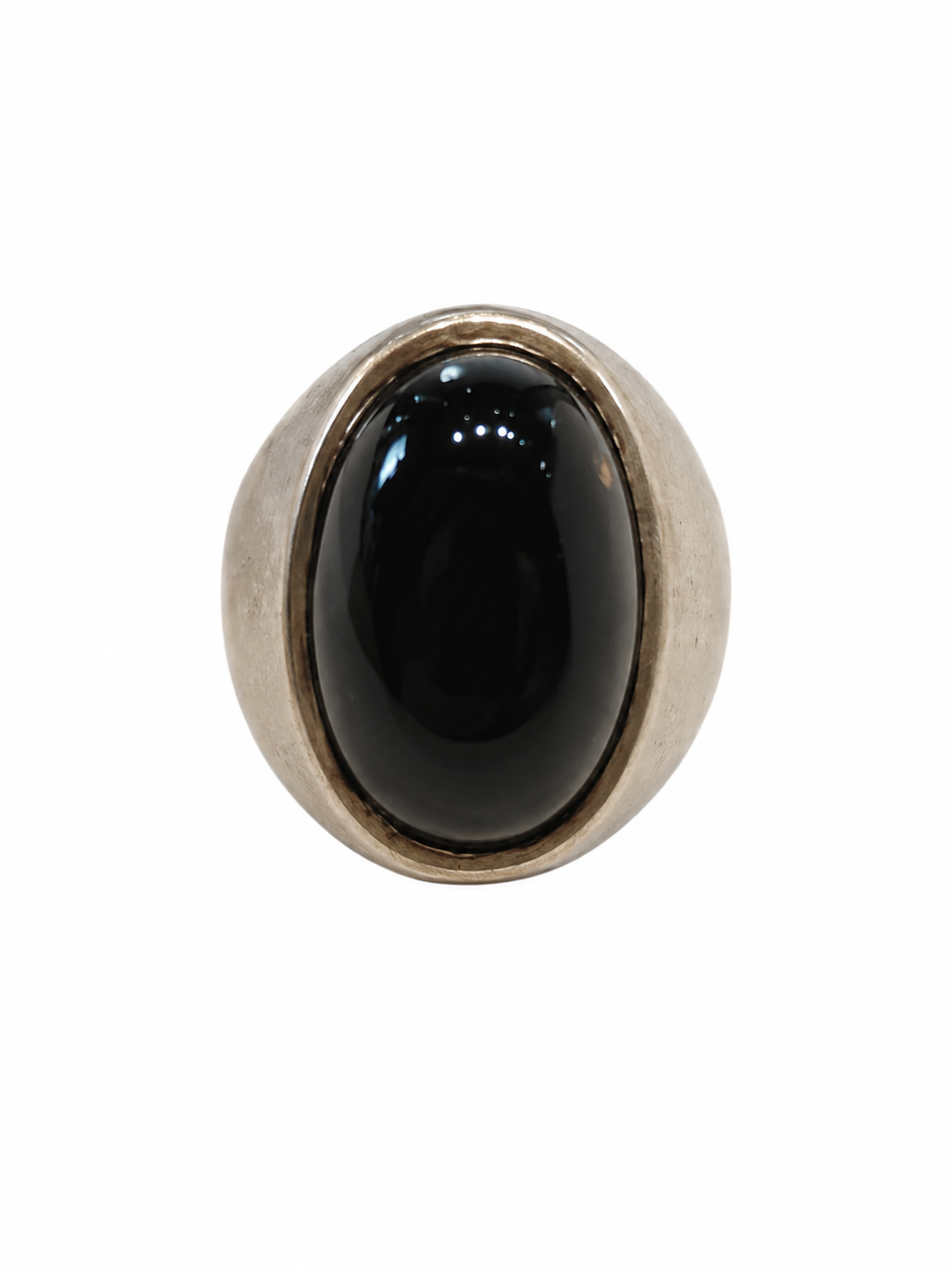 Antique African Nickel Black Onyx Ring
