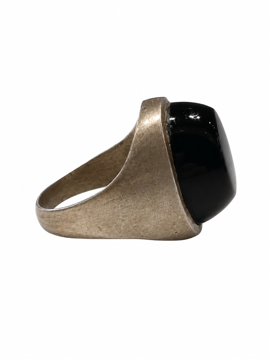 Antique African Nickel Black Onyx Ring