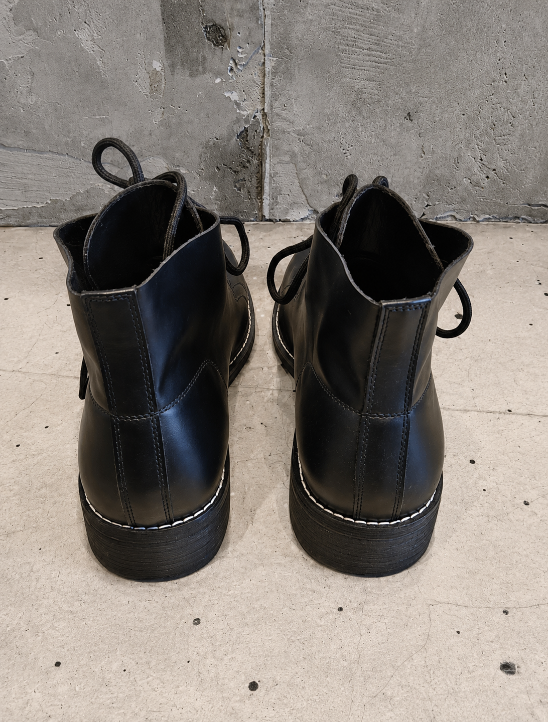 Vintage Black Leather Lace-Up Ankle Workboots