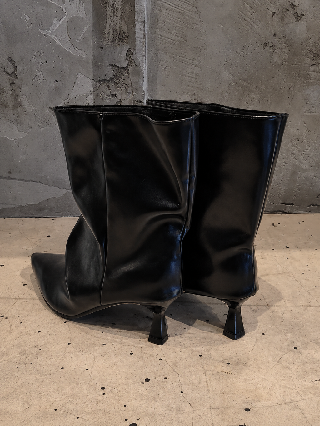Full Grain Leather Black Slouch Leather Ankle/Mid Calf Boots