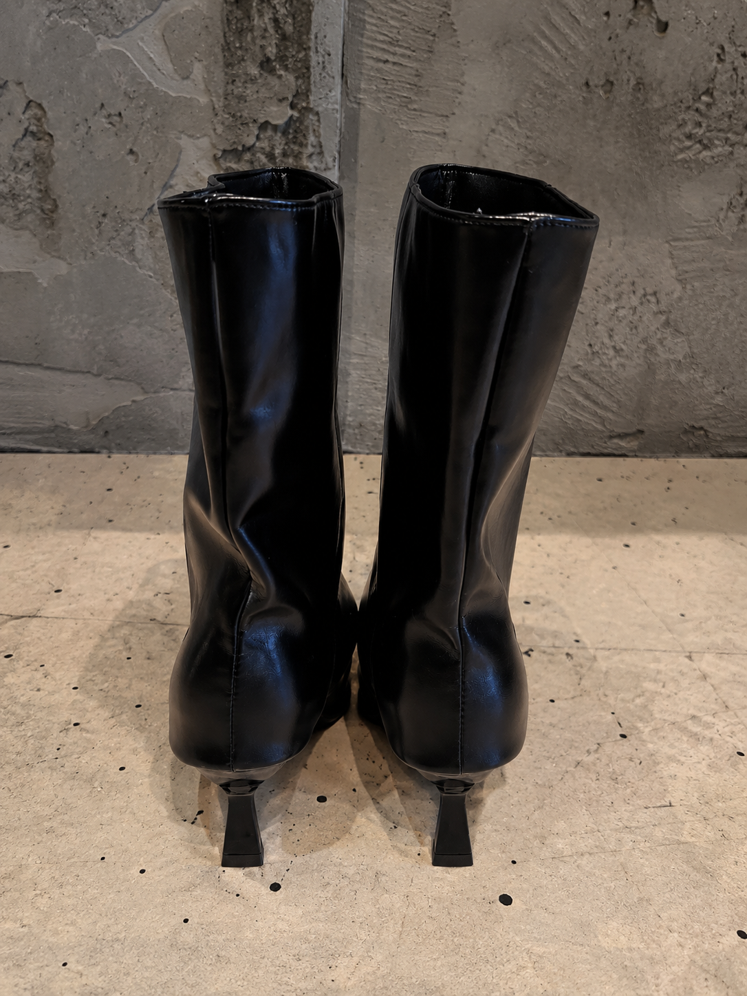 Full Grain Leather Black Slouch Leather Ankle/Mid Calf Boots