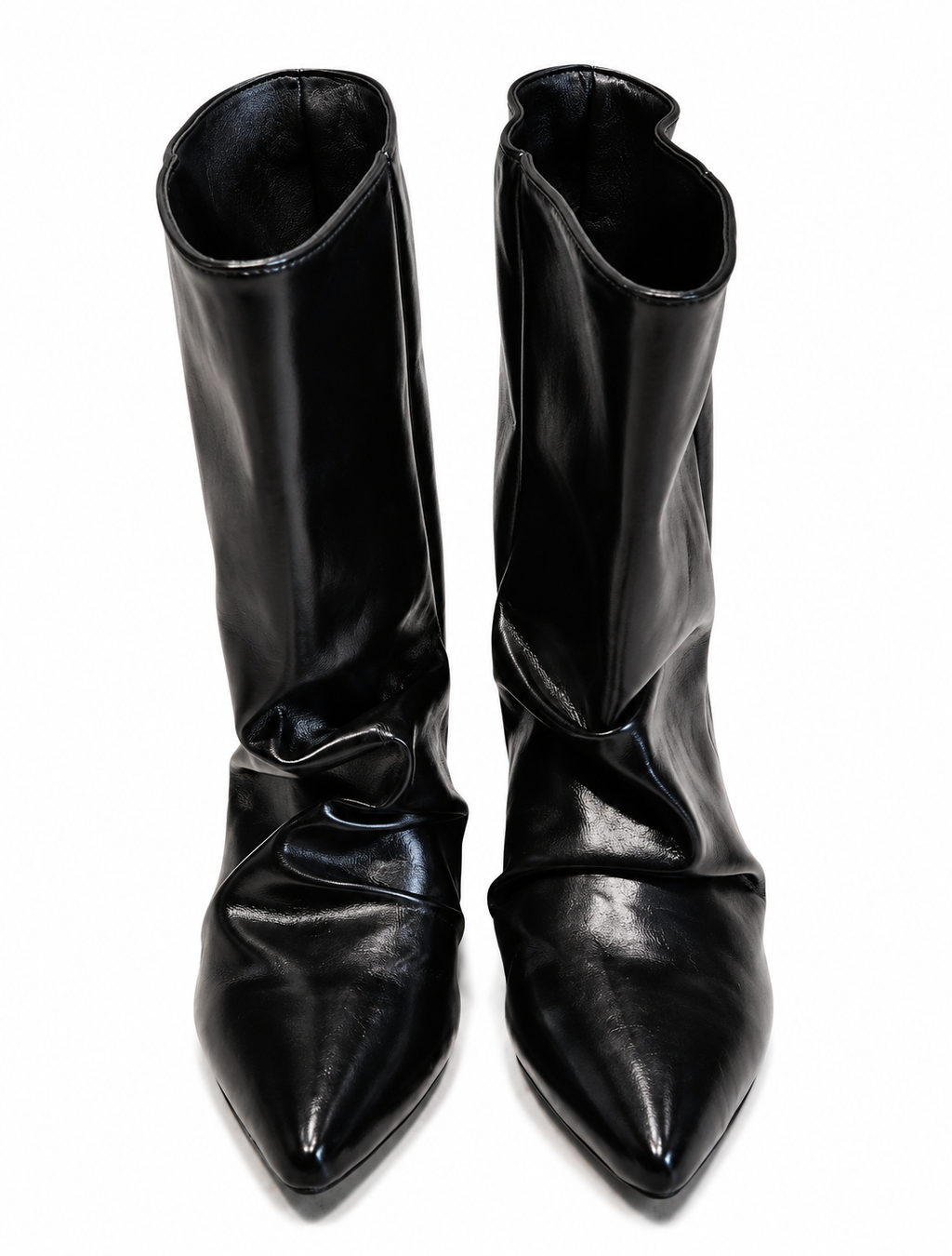 Full Grain Leather Black Slouch Leather Ankle/Mid Calf Boots