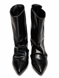 Full Grain Leather Black Slouch Leather Ankle/Mid Calf Boots