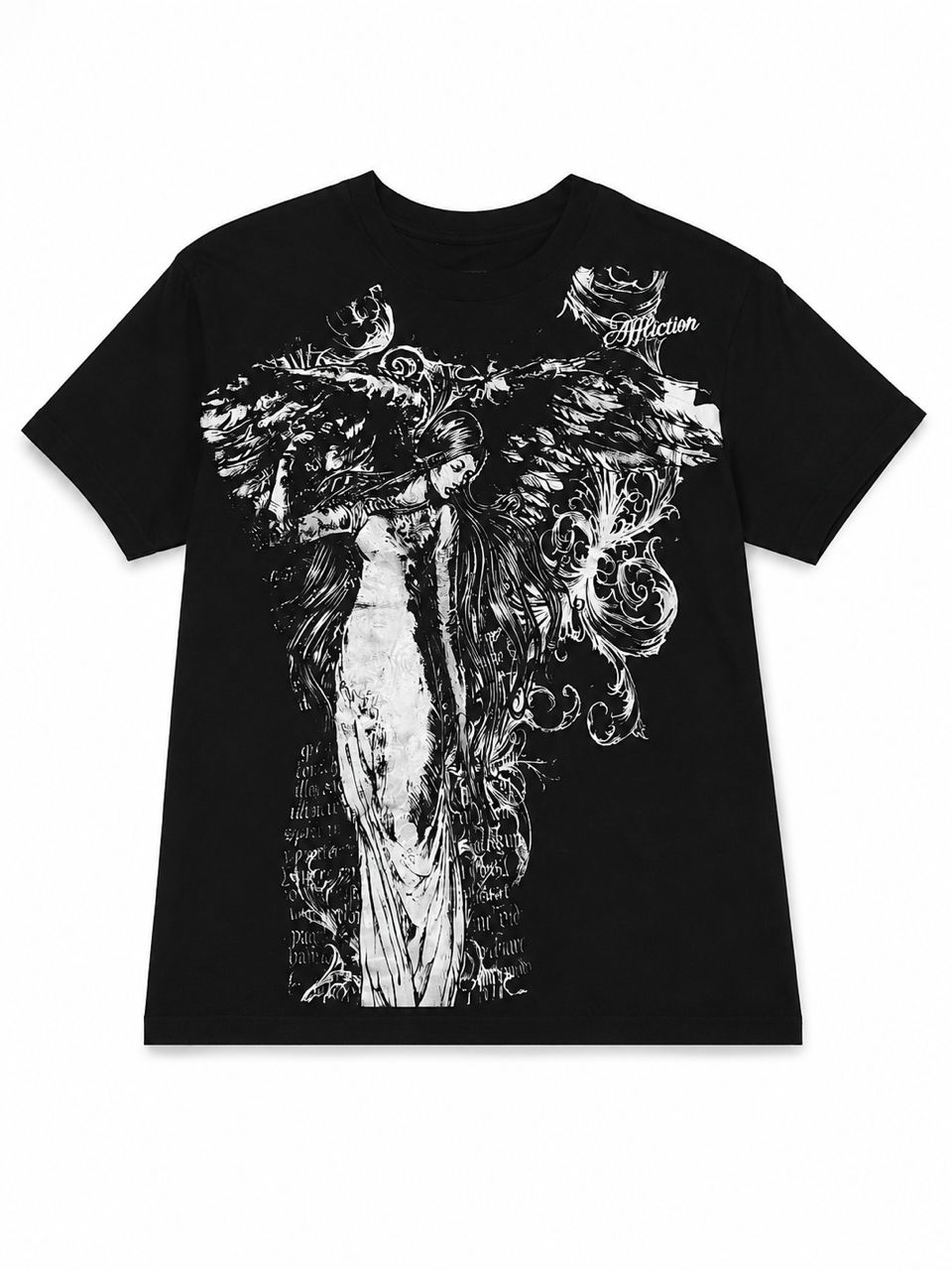 Affliction Fallen Angel Wings Graphic Tee Y2K Distressed