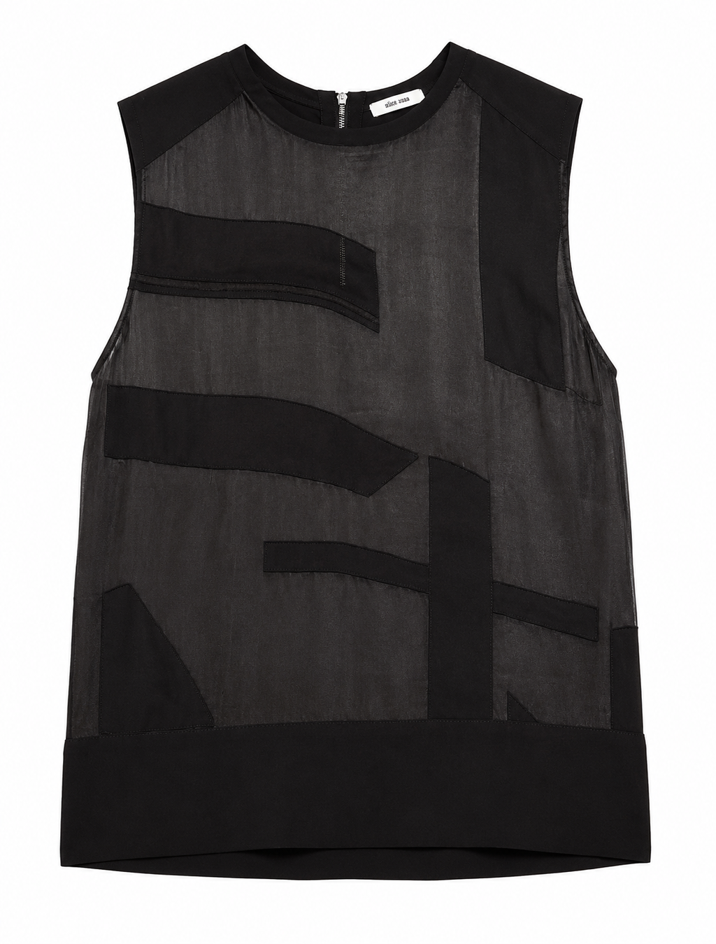 Helmut Lang Spring/Summer 2014 Hexa Burn Out Black Panelled Blouse