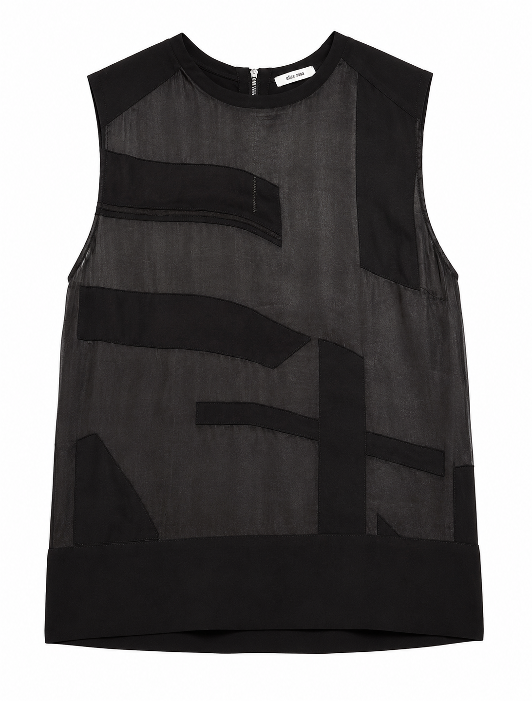Helmut Lang Spring/Summer 2014 Hexa Burn Out Black Panelled Blouse