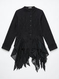 Asymmetrical Embroidred Goth Distressed Top