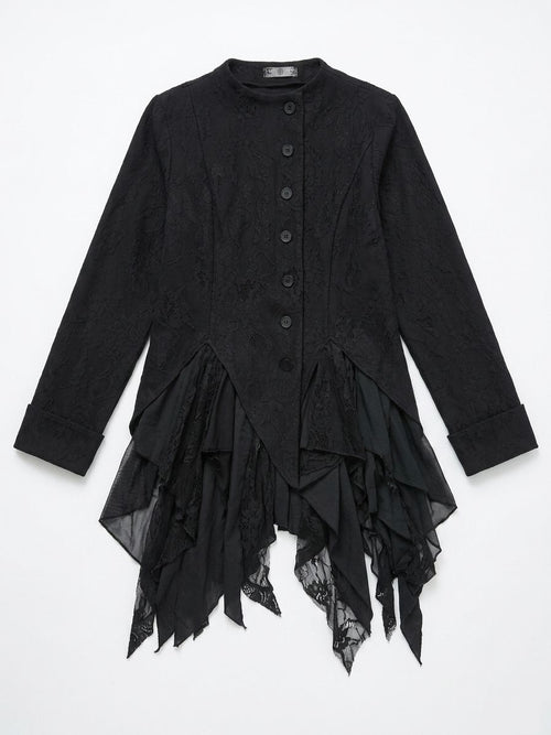 Asymmetrical Embroidred Goth Distressed Top (TOP2) - FRAK/TURE Archive