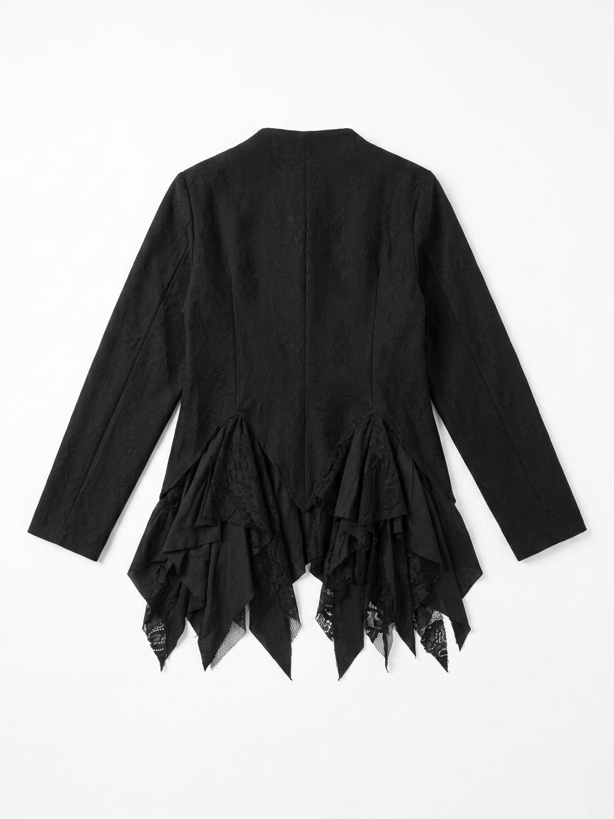 Asymmetrical Embroidred Goth Distressed Top