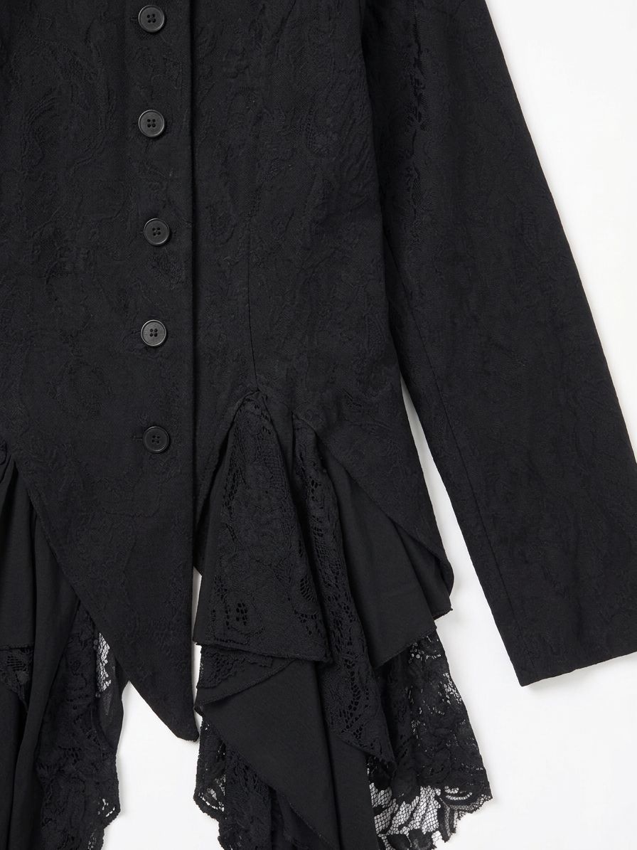Asymmetrical Embroidred Goth Distressed Top