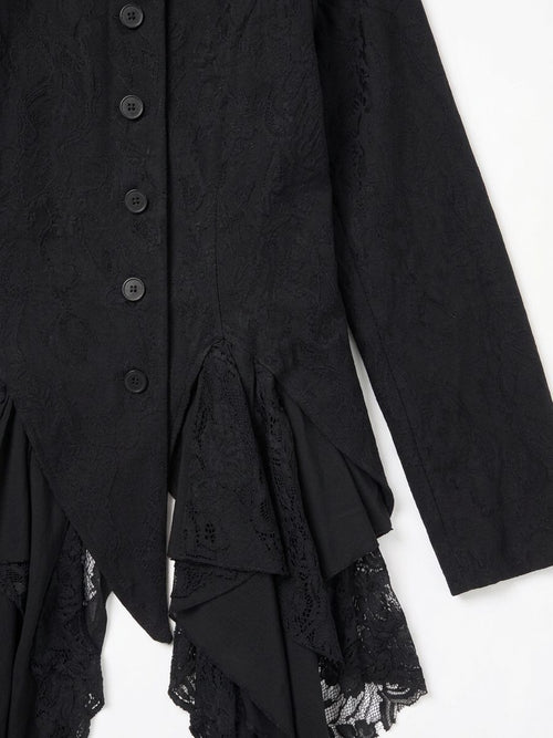 Asymmetrical Embroidred Goth Distressed Top