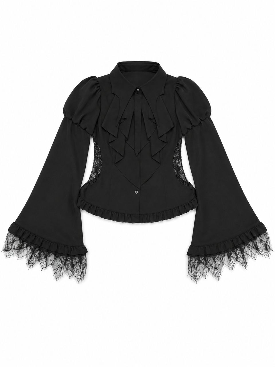 Distressed Lace Alt Gothic Cropped Blouse