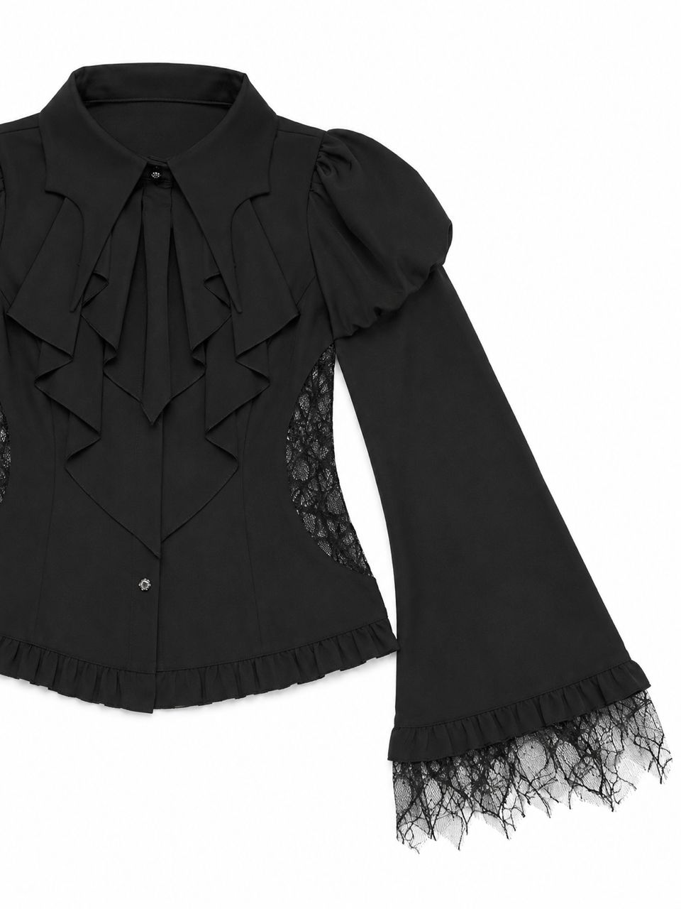 Distressed Lace Alt Gothic Cropped Blouse
