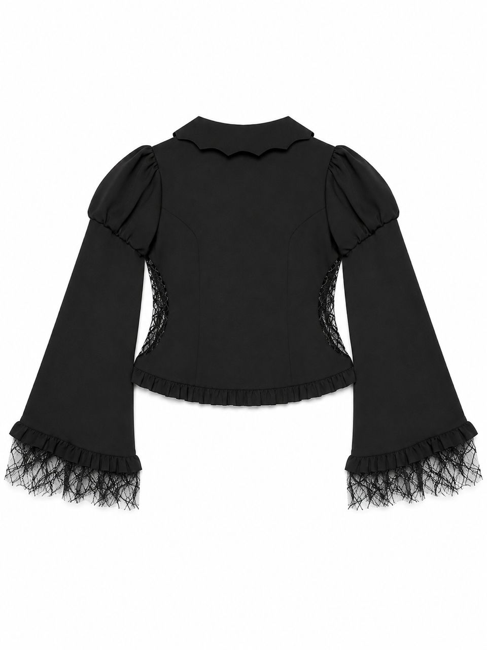 Distressed Lace Alt Gothic Cropped Blouse