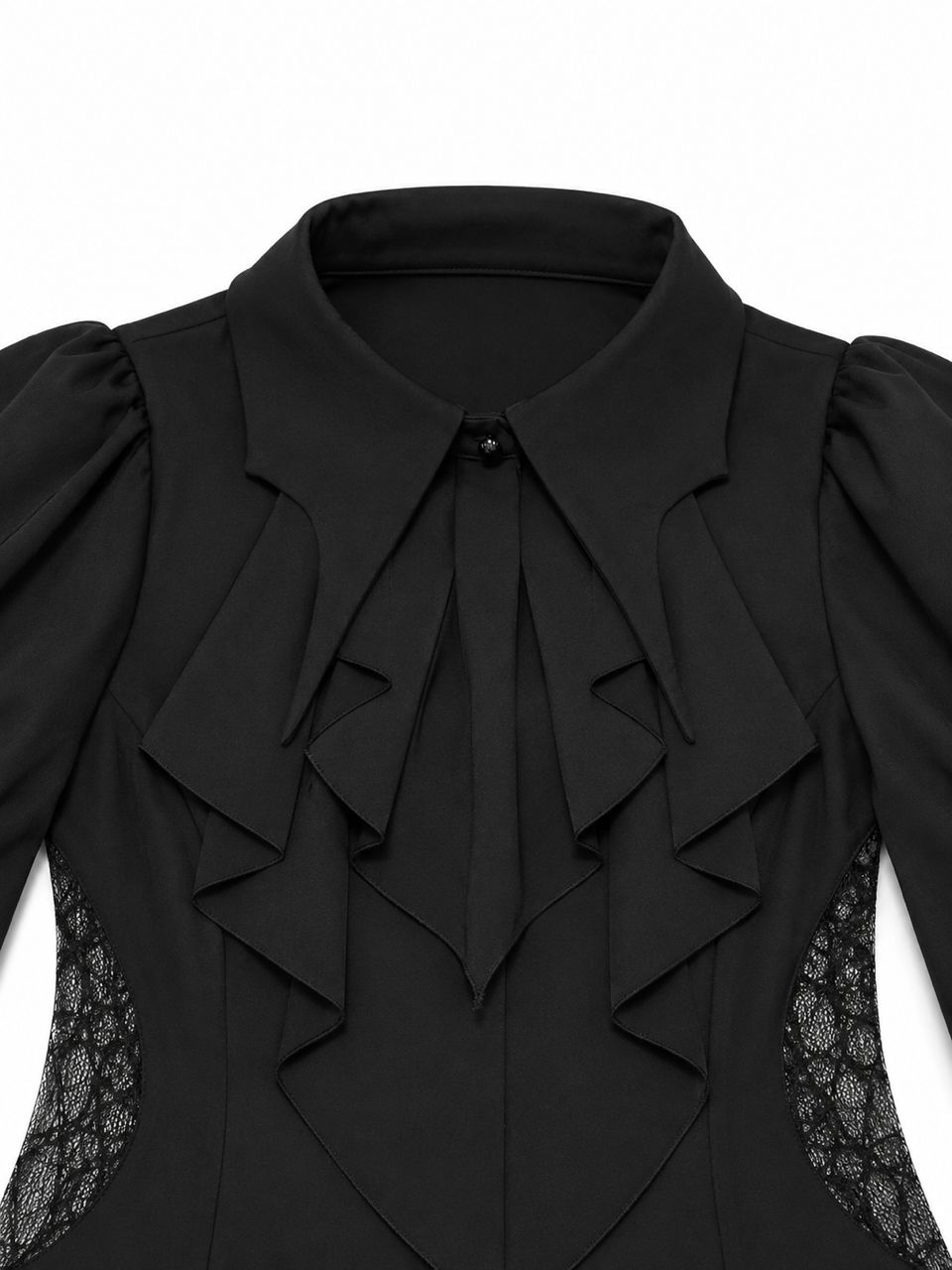 Distressed Lace Alt Gothic Cropped Blouse