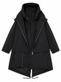 Long Drop Black Parka