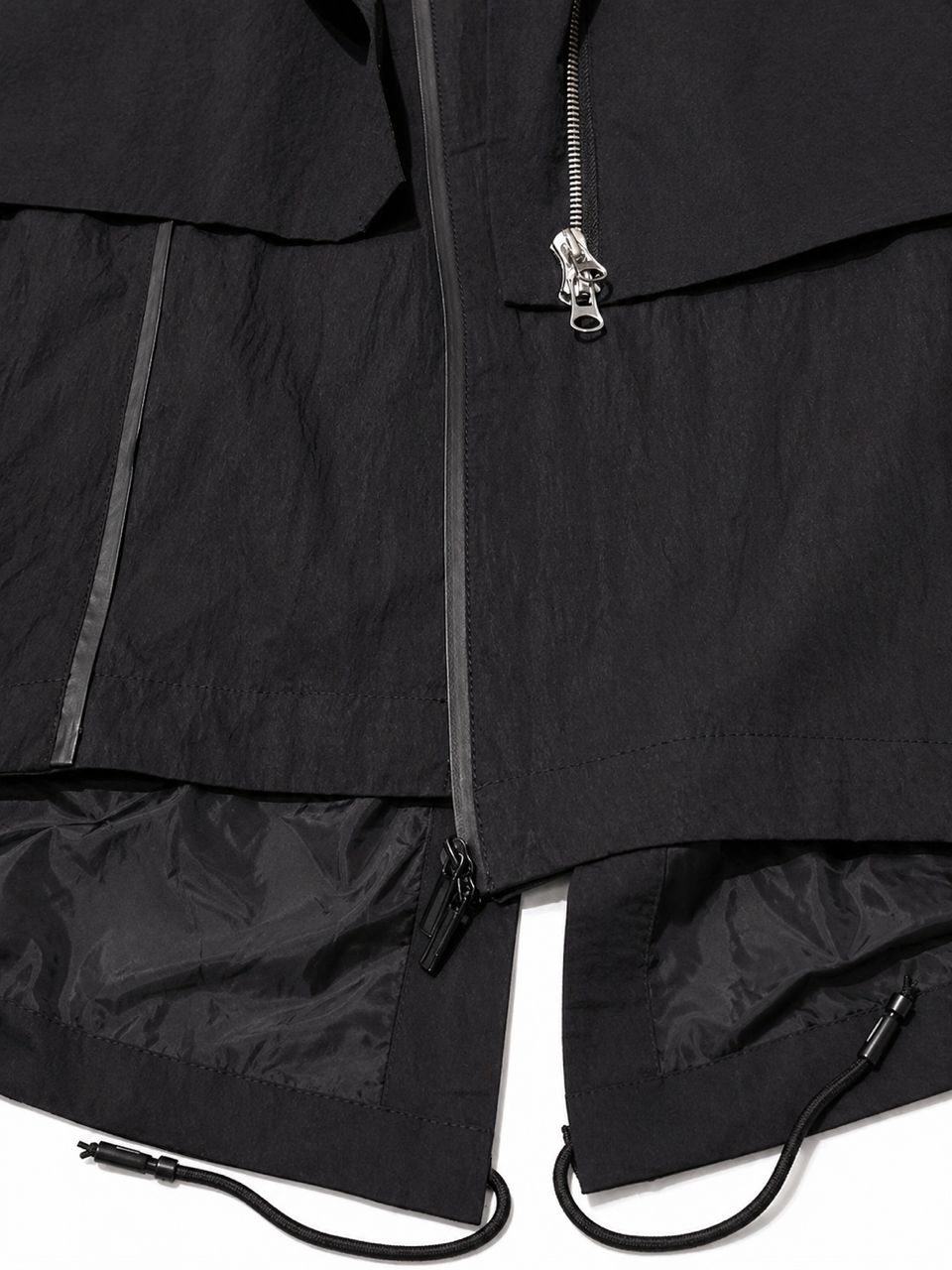 Long Drop Black Parka