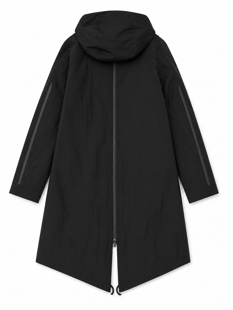 Long Drop Black Parka