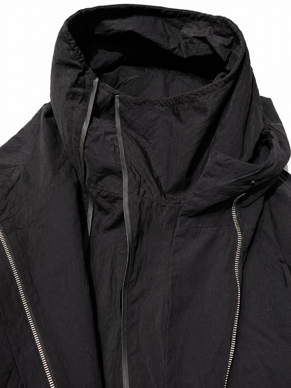 Long Drop Black Parka