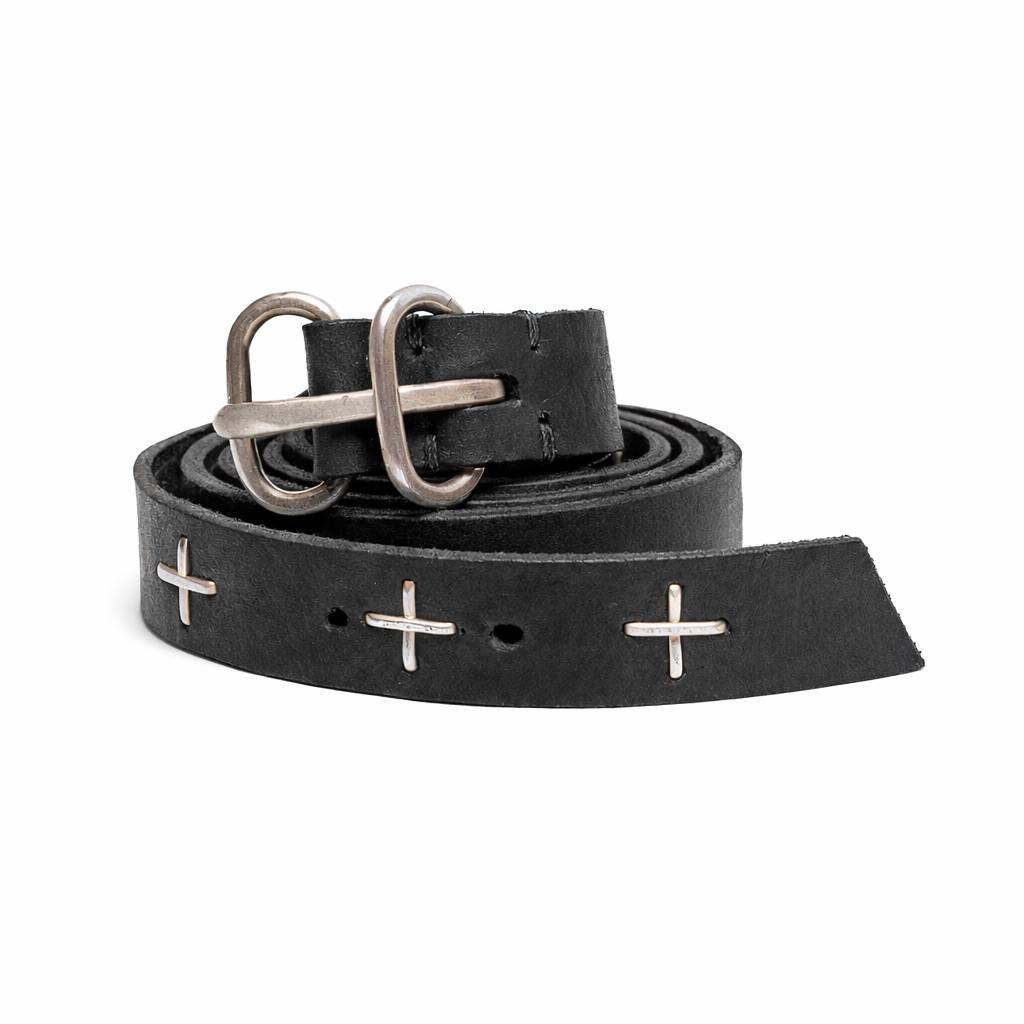 CROSS-LINK STUDDED LEATHER BELT