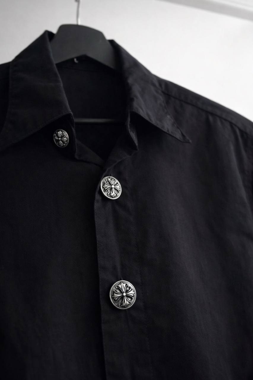 CHROME HEARTS GOTHIC SCRIPT LONG SLEEVE BUTTON-UP