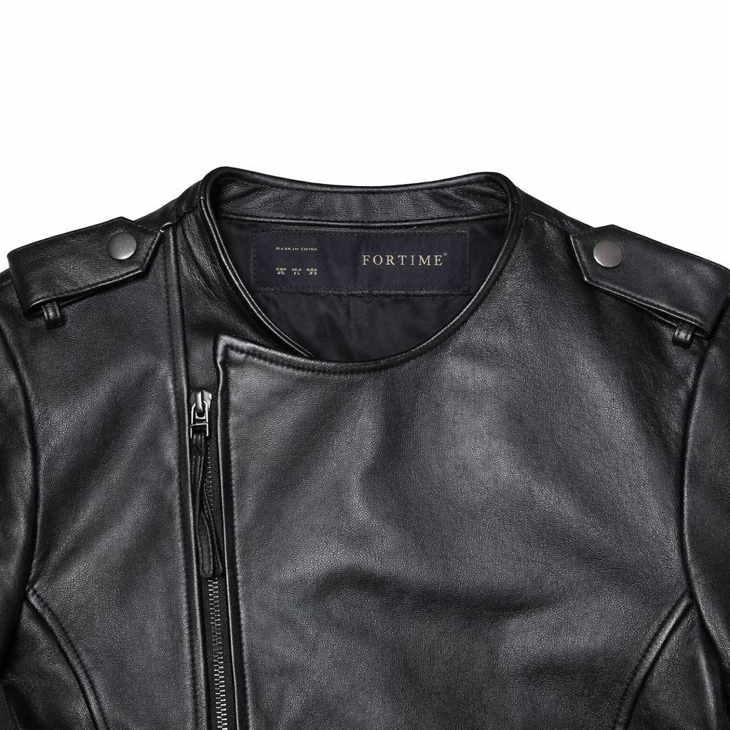 Vintage Lambskin Leather Asymmetrical Zipper Biker Jacket