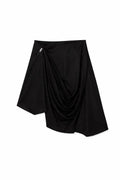 S.Deer Asymmetrical Black Midi Skirt